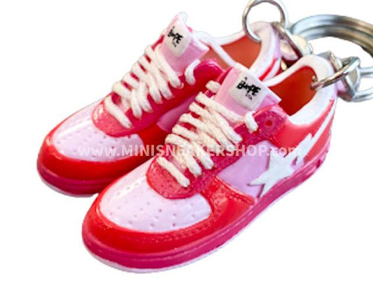Mini 3D sneaker keychains BAPE - Pink Red - Sneakers Passion