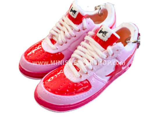 Mini 3D sneaker keychains BAPE - Red Pink - Sneakers Passion