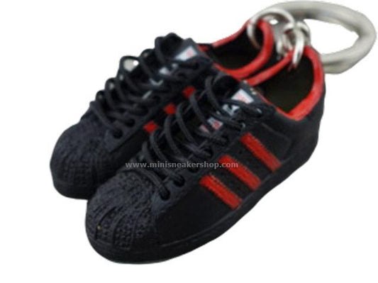mini 3D sneaker keychains Superstar Black red - Sneakers Passion