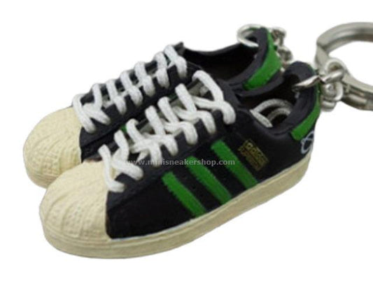 mini 3D sneaker keychains Superstar Black Green - Sneakers Passion