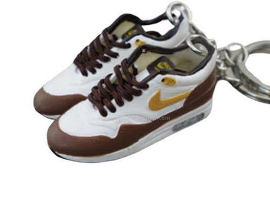 mini 3D sneaker keychains Air Max 1 - Brown White - Sneakers Passion