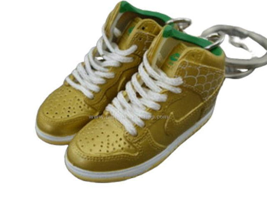 Mini sneaker keychain 3D Dunk - Gold Green - Sneakers Passion