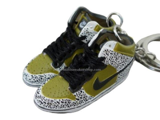 Mini sneaker keychain 3D Dunk - Olive prints - Sneakers Passion