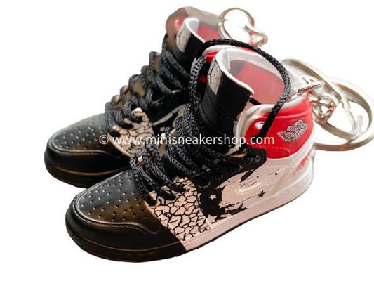 Mini sneaker keychain 3D Air Jordan 1 - Black White Red - Sneakers Passion