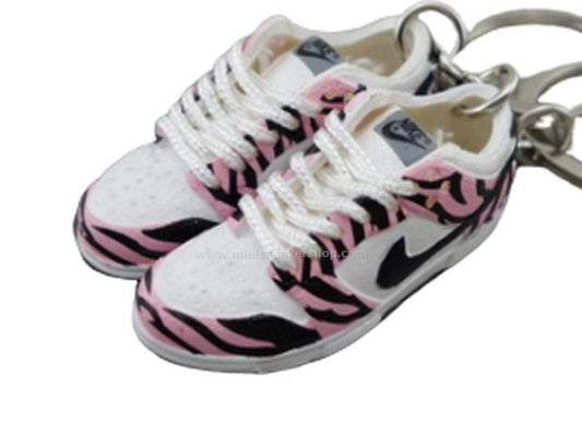 Mini sneaker keychain 3D Dunk lo - Zebra Pink - Sneakers Passion