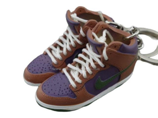 Mini sneaker keychain 3D Dunk Hi -  Brown Purple Green - Sneakers Passion