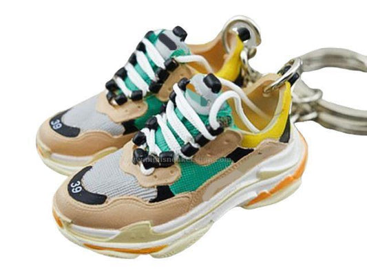 Mini Sneaker Keychains BLCGA Triple S - Yellow-Beige-Green - Sneakers Passion