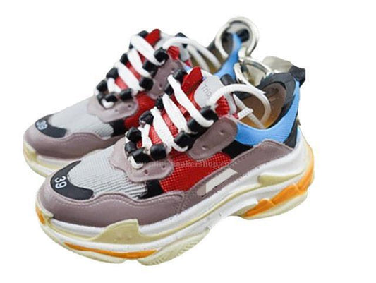 Mini Sneaker Keychains BLCGA Triple S - Blue Grey Red Yellow - Sneakers Passion