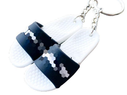 mini 3D sneaker keychains Sup Sandals Black White - Sneakers Passion