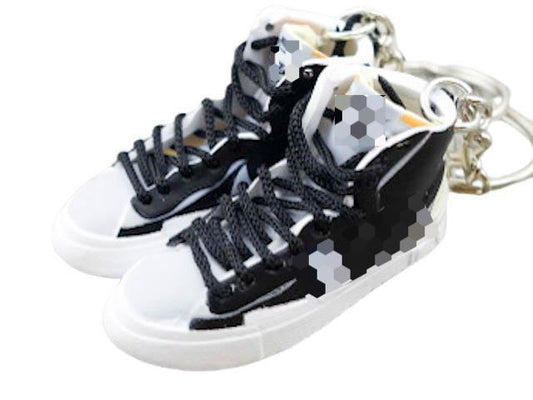 Mini 3D sneaker keychains  Blazer x SACAI - Black White - Sneakers Passion