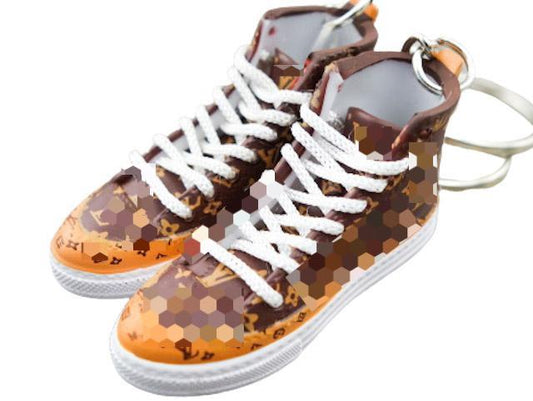 Mini sneaker keychain 3D LV - BROWN signature - Sneakers Passion