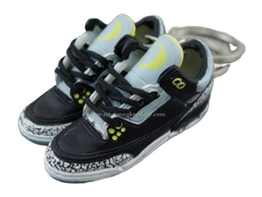 Mini Sneaker Keychains HQ AJ 3  - Black and Yellow - Sneakers Passion