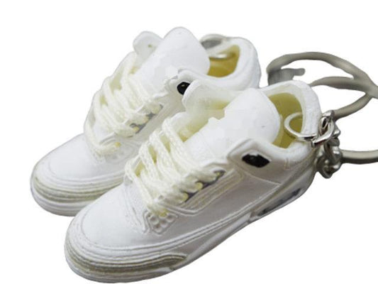 Mini Sneaker Keychains HQ AJ 3  - Triple White - Sneakers Passion
