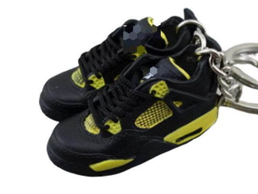 Mini Sneaker Keychains AJ 4  - Black Yellow - Sneakers Passion