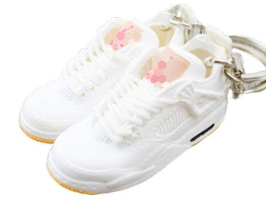 Mini Sneaker Keychains AJ 4  - White - Sneakers Passion