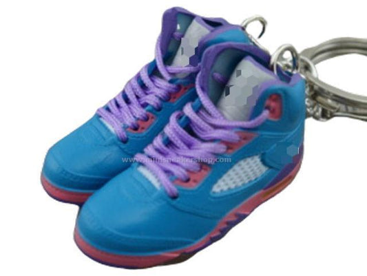 Mini Sneaker Keychains AJ 5 - Blue and Pink - Sneakers Passion