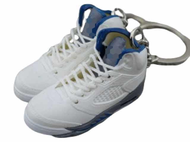 Mini Sneaker Keychains AJ 5 - Blue Grey White - Sneakers Passion