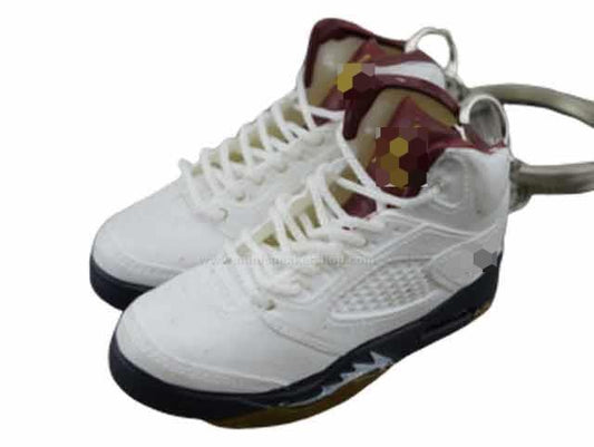 Mini Sneaker Keychains AJ 5 - White maroon black - Sneakers Passion