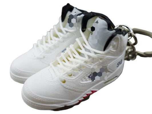 Mini Sneaker Keychains AJ 5 - White SUP - Sneakers Passion