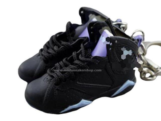 Mini Sneaker Keychains AJ 7 - Black Chambray - Light Graphite Retro (2006) - Sneakers Passion