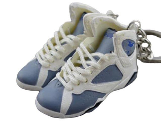 Mini Sneaker Keychains AJ 7 -  White Varsity Purple - Flint Grey (2006) - Sneakers Passion