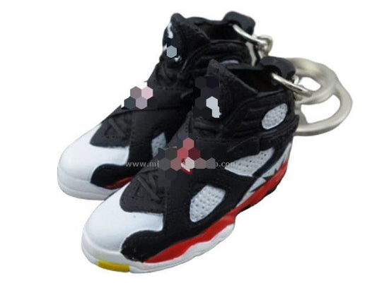 Mini Sneaker Keychains AJ 8 - White/Black/Red - Sneakers Passion