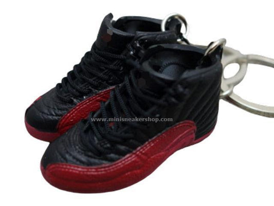 mini 3D sneaker keychains AJ 12 OG Black/Red - Sneakers Passion