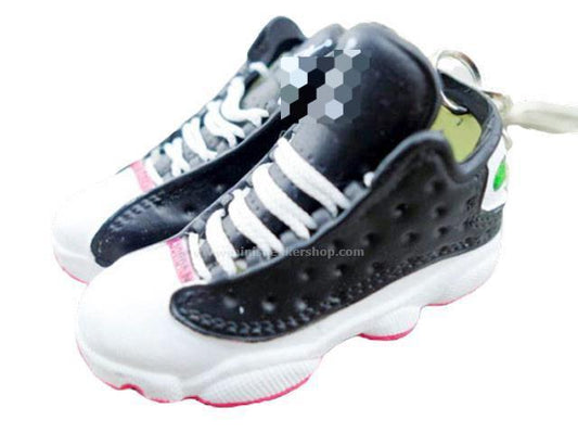 Mini 3D sneaker keychains AJ 13 Grey White Pink - Sneakers Passion