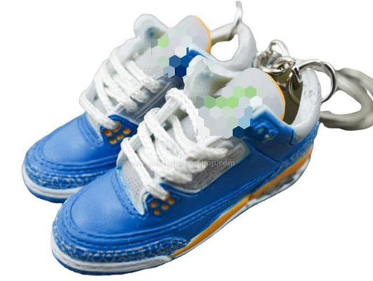 Mini Sneaker Keychains AJ 3  - Blue and Yellow - Sneakers Passion