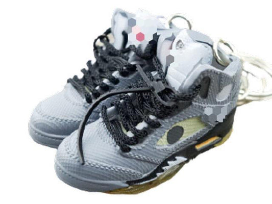 Mini sneaker keychain 3D  AJ 5 OW - Black - Sneakers Passion