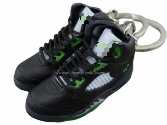 Mini Sneaker Keychains AJ 5 - Black Green  Q54 - Sneakers Passion