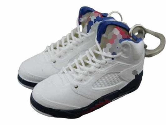 Mini Sneaker Keychains AJ 5 - White blue black - Sneakers Passion