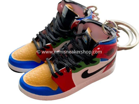 Mini sneaker keychain 3D Air Jordan 1 - Blue The Great - Sneakers Passion