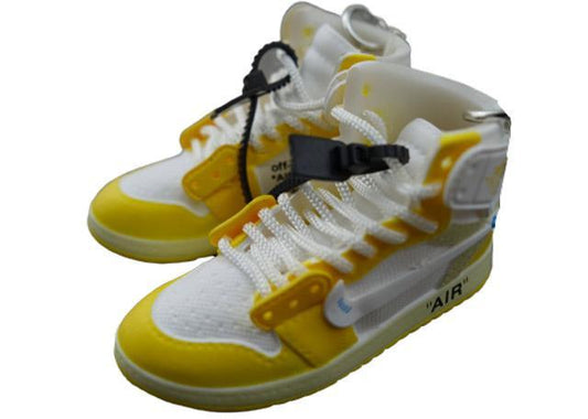 Mini sneaker keychain 3D Air Jordan 1 x OW inspired Yellow ( Unreleased sample) HQ - Sneakers Passion