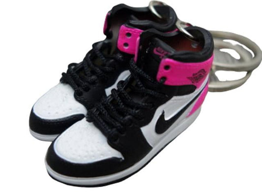Mini sneaker keychain 3D Air Jordan 1 - Fushia Pink/ Black and White - Sneakers Passion