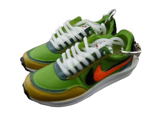 Mini 3D sneaker keychains Nike Waffle x SACAI - Green Multi - Sneakers Passion