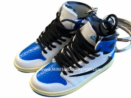 Mini sneaker keychain 3D Air Jordan 1 x Travis Scott - Fragment Military Blue - Sneakers Passion