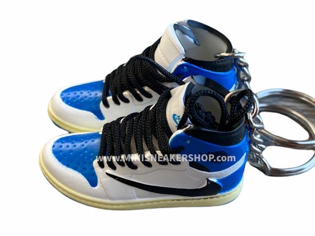 Mini sneaker keychain 3D Air Jordan 1 x Travis Scott - Fragment Military Blue - Sneakers Passion