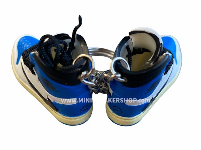 Mini sneaker keychain 3D Air Jordan 1 x Travis Scott - Fragment Military Blue - Sneakers Passion