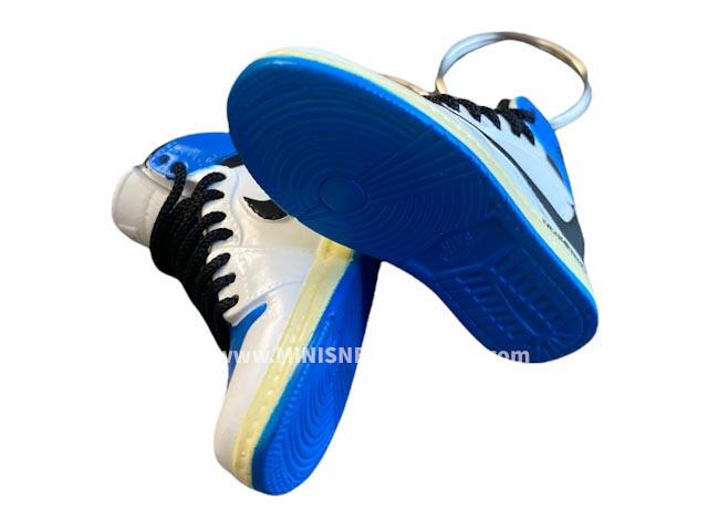 Mini sneaker keychain 3D Air Jordan 1 x Travis Scott - Fragment Military Blue - Sneakers Passion