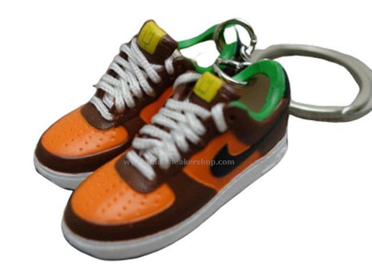 Mini Sneaker 3D keychains Nike Air Force  - Brown-Green-Orange - Sneakers Passion