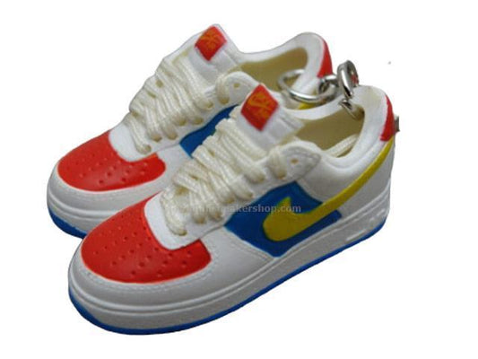 Mini Sneaker sneaker keyrings Nike Air Force - Red Blue Yellow - Sneakers Passion