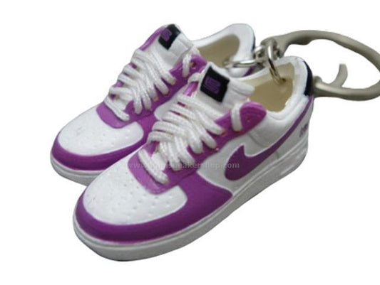 Mini Sneaker keychains Nike Air Force - White Purple Black - Sneakers Passion