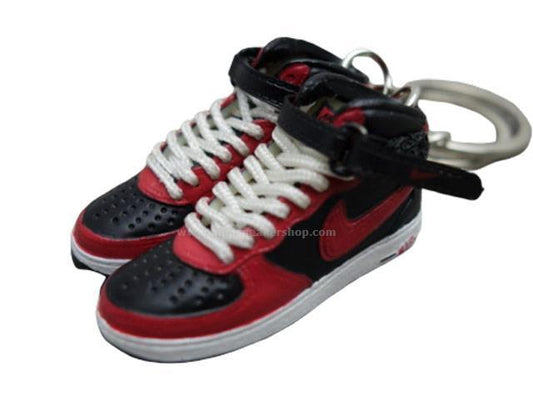 Mini Sneaker 3D keyrings Nike Air Force High- Black Red White - Sneakers Passion