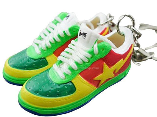 Mini 3D sneaker keychains BAPE - Yellow Red Green - Sneakers Passion