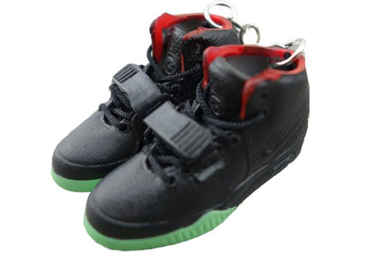 Mini Sneaker Keychains NIKE Yeezy Black Solar Red - Sneakers Passion