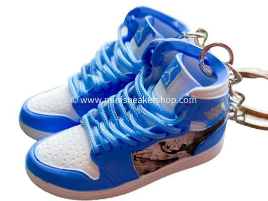 Mini sneaker keychain 3D AJ 1 Alpha North Carolina Tar Heels HQ - Sneakers Passion