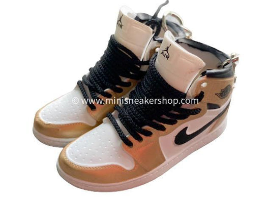 Mini sneaker keychain 3D Air Jordan 1 - Gold White - Sneakers Passion