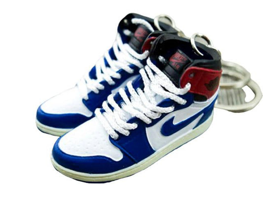 Mini sneaker keychain 3D Air Jordan 1 - Los Angeles Blue Toe - Sneakers Passion